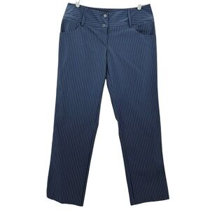 Adidas Climalite Women's Navy Blue Pinstripe Straight Trousers Pants 32x31